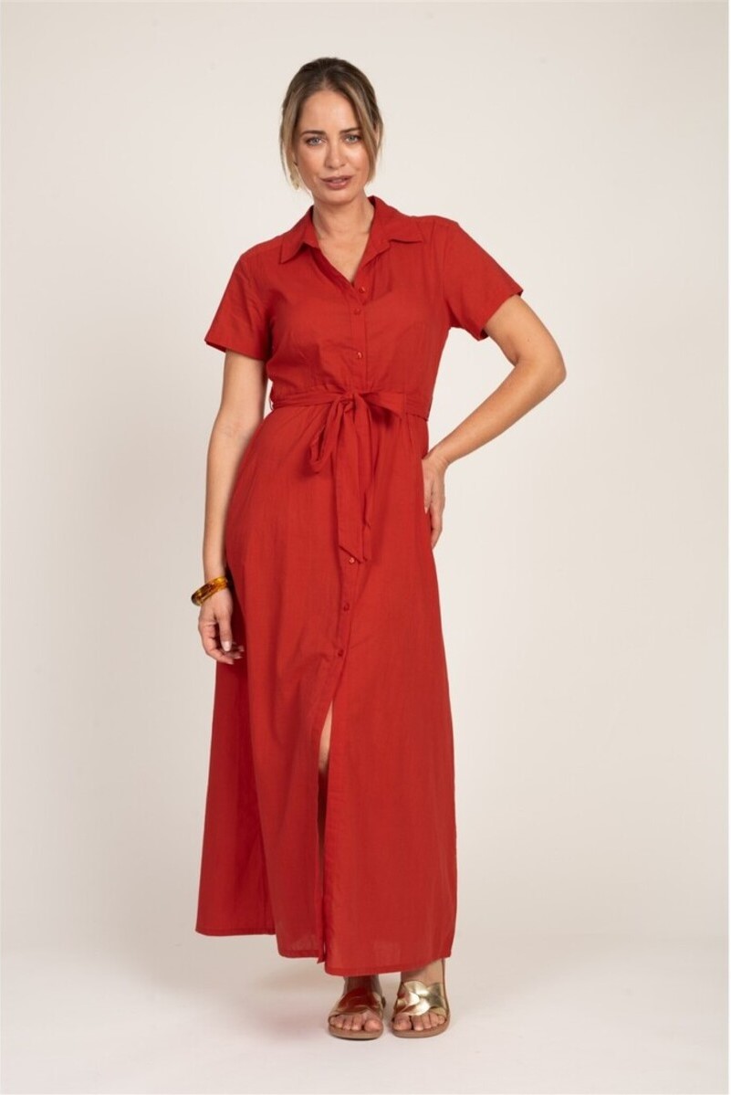 VESTIDO LARGO HIBISCO COLOR ROJO 2